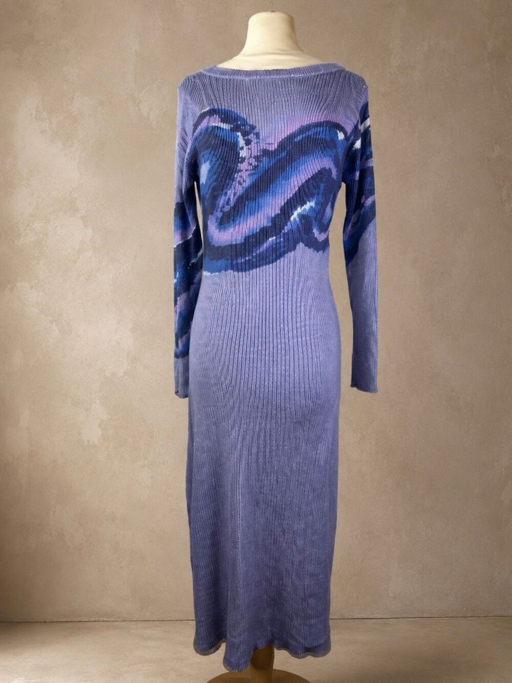 Prabal Gurung Sz L Tie Dye Purple & Blue Crewneck Sweater Dress